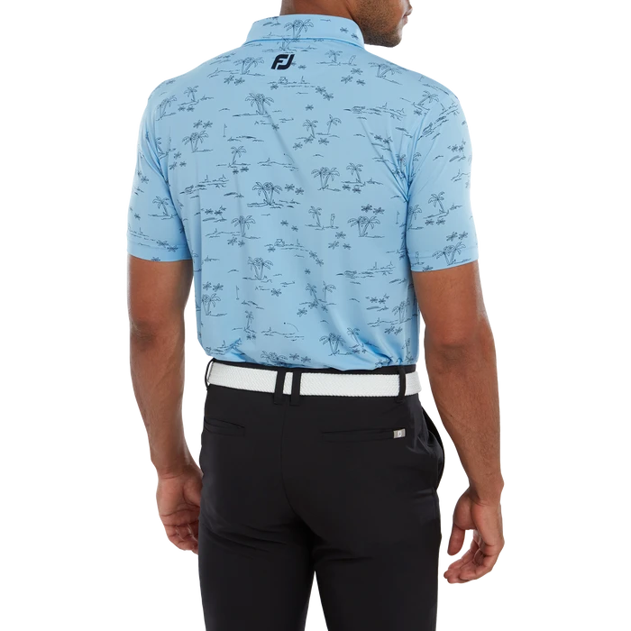 FootJoy Tropic Print Lisle Men's Golf Polo Shirt 80092 3 FootJoy Tropic Print Lisle Men's Golf Polo Shirt 80092 - Image 3
